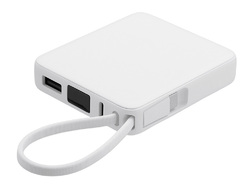 Внешний аккумулятор со встроенным кабелем USB-C Дэнси, 5000 мАч, белый