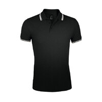 Поло "Pasadena Men" черный, белый__2XL, 100% х/б, 200г/м3