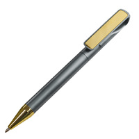 Ручка шариковая GLOSSY GOLD, серебристый/золотой, пластик, металл