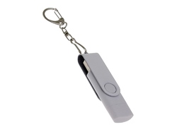 USB-флешка на 128 Гб 2 в 1 поворотный механизм, c дополнительным разъемом Type-C с одноцветным металлическим клипом, белый