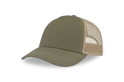 Бейсболка "RAPPER CANVAS-S", 5 клиньев, оливовый/хаки, пластиковая застёжка, 100% переработанный полиэстер, 270 г/м2