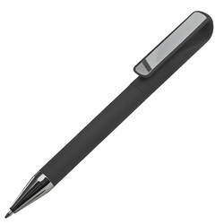 Ручка шариковая GLOSSY GUN с покрытием soft touch, черный/темно-серый, пластик, металл