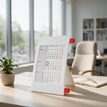 Календарь настольный на 2 года; белый с красным; 18х11 см; пластик