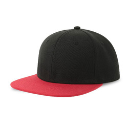 Бейсболка "SNAP BACK-S", 6 клиньев, пластиковая застежка, черный/красный, 100% переработанный полиэстер 300 гр/м2