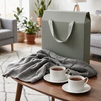 Подарочный набор Мокко (Mokko), Селла (Сella), серый в коробке-пакете (две чайных пары, плед)