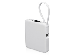 Внешний аккумулятор со встроенным кабелем USB-C Дэнси, 5000 мАч, белый