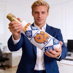 Чехол вязаный на бутылку на заказ Botti Net, акрил