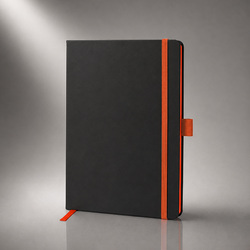 Блокнот ColorNote Black, твердая обложка A5, 80 листов, черный с оранжевым