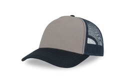 Бейсболка "RAPPER CANVAS-S", 5 клиньев, серый/тёмно-синий, пластиковая застёжка, 100% переработанный полиэстер, 270 г/м2