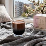Кружка с двойными стенками с широкой ручкой и градиентным покрытием Fog, черный