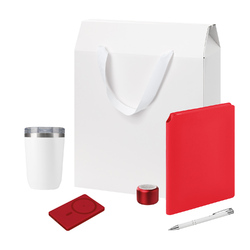 Подарочный набор Велком Пак Премиум (Welcome Pack Premium), красный (термокружка, колонка, ежедневник, ручка, ЗУ, коробка-пак