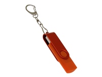 USB-флешка на 128 Гб 2 в 1 поворотный механизм, c дополнительным разъемом Type-C с одноцветным металлическим клипом, оранжевы