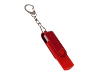 USB-флешка на 128 Гб 2 в 1 поворотный механизм, c дополнительным разъемом Type-C с одноцветным металлическим клипом, красный