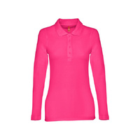 Рубашка-поло женская BERN WOMEN, длинный рукав, фуксия, 2XL, 100% хлопок, плотность 210 г/м2