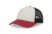 Бейсболка "RAPPER CANVAS-S", 5 клиньев, белый/бордовый/чёрный, пластиковая застёжка, 100% переработанный полиэстер, 270 г/м2