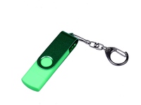 USB-флешка на 32 Гб 3 в 1 поворотный механизм, c двумя дополнительными разъемами MicroUSB и TypeC C с одноцветным металлическ