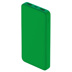 Внешний аккумулятор Polus, 10000 Mah, софт-тач покрытие, зеленый