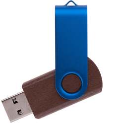Флешка TWIST WOOD COLOR Темное дерево с синим 4014.32.01.16ГБ
