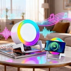 Беспроводная Bluetooth колонка U-Tone RGB c функцией беспроводной зарядки 15W, белый