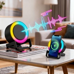 Беспроводная Bluetooth колонка U-Tone RGB c функцией беспроводной зарядки 15W, черный
