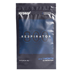 Бесклапанная фильтрующая маска RESPIRATOR 800 HYDROP черная с логотипом в фирменном пакете