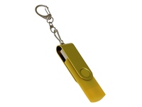 USB-флешка на 8 Гб 2 в 1 поворотный механизм, c дополнительным разъемом Type-C с одноцветным металлическим клипом, желтый