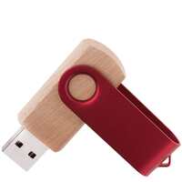Флешка TWIST WOOD COLOR Светлое дерево с красным 4014.31.03.8ГБ