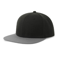Бейсболка "SNAP BACK-S", 6 клиньев, пластиковая застежка, чёрный/серый, 100% переработанный полиэстер, 300 гр/м2