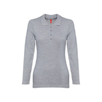 Рубашка-поло женская BERN WOMEN, длинный рукав, серый меланж, 2XL, 85% хлопок, 15% вискоза, плотность 210 г/м2
