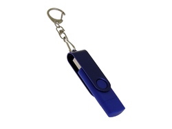 USB-флешка на 128 Гб 2 в 1 поворотный механизм, c дополнительным разъемом Type-C с одноцветным металлическим клипом, синий